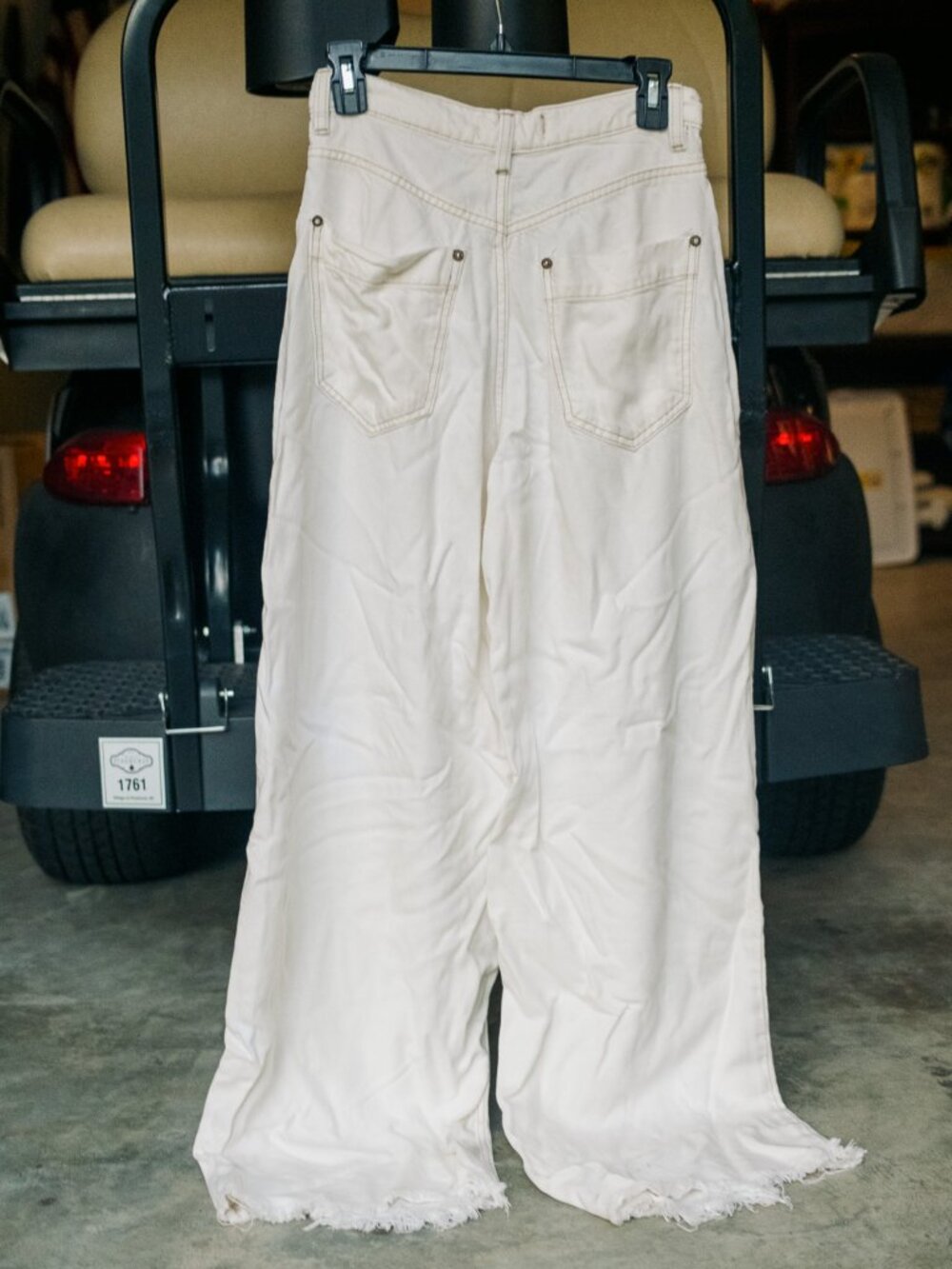 We The Free Wide Leg White Pants with 5-Button Closure